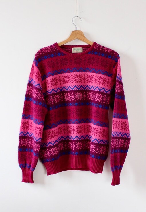 Women/'s Benetton Purple Pink Striped Sweater