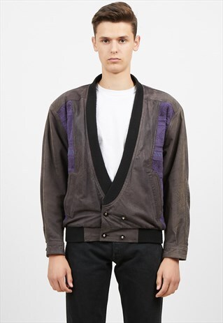 VINTAGE GREY PURPLE LEATHER JACKET