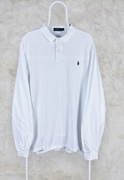 Polo Ralph Lauren White Polo Shirt Long Sleeve Cotton XL