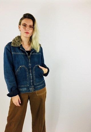 VINTAGE 80S DIESEL SHEARLING DENIM JACKET