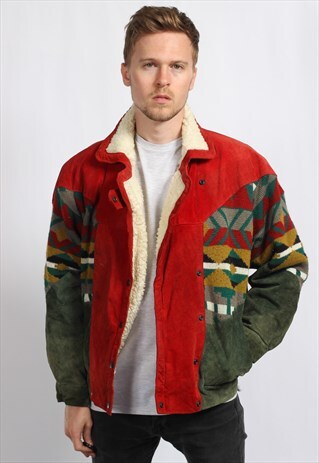 VINTAGE AZTEC FLEECE LINED FESTIVAL JACKET