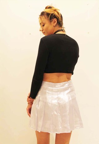 SILVER METALLIC PLEATED KILT