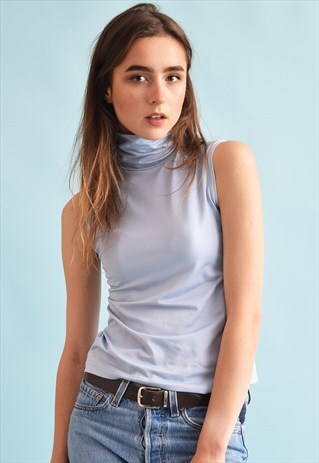 90'S RETRO PASTEL FESTIVAL TURTLENECK STRETCH TOP