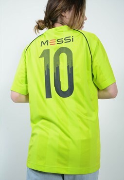 Vintage Adidas Messi Football Jersey Neon Green