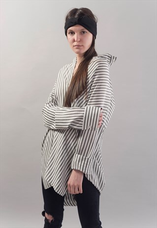 OVERSIZED GREY SHIRT/CASUAL TOP/TUNIC TOP//COTTON/F1800