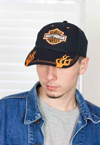 VINTAGE HARLEY-DAVIDSON RACING CAP LOGO 90S ONE SIZE 2.8