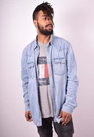 LEVI'S MENS VINTAGE DENIM SHIRT XL BLUE 90S
