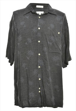Black Pierre Cardin Printed Hawaiian Shirt - L