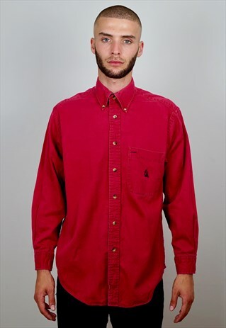 VINTAGE 90S NAUTICA WORKWEAR SHIRT RED