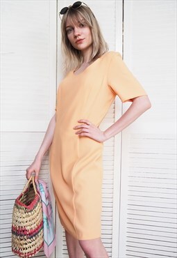 Vintage 80s minimalist orange formal mini dress