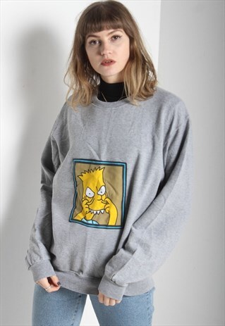 VINTAGE THE SIMPSONS CARTOON GRAPHIC SWEATSHIRT GREY