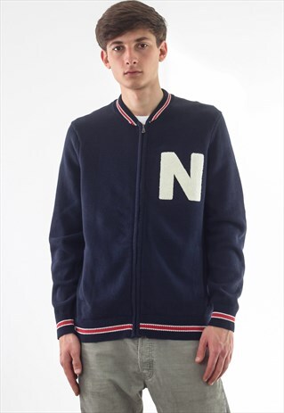 VINTAGE NAUTICA FULL ZIP JUMPER SWEATER NAVY BLUE