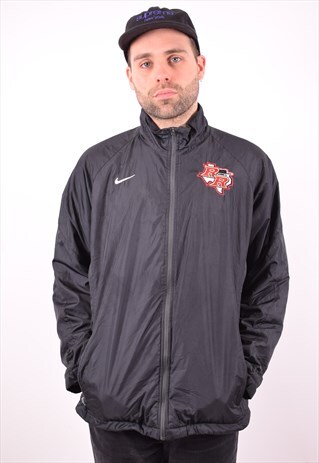 NIKE MENS VINTAGE TRACKSUIT TOP JACKET XL BLACK 90'S