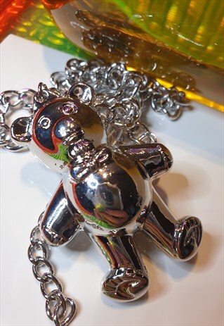 SILVER TONE TEDDY NECKLACE