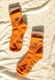ORANGE DOUBLE LAYER EFFECT HEART MOTIF STRIPE SOCKS
