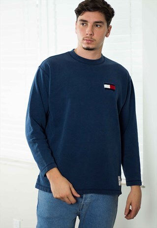 VINTAGE TOMMY HILFIGER SWEATSHIRT JUMPER LOGO 90S M 15.2