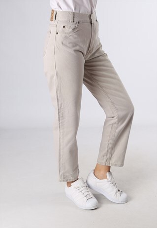 HIGH WAISTED DENIM JEANS ARIZONA WIDE TAPERED UK 8 XS (E92V