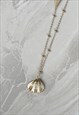 GOLD FAUX NATURAL SHELL DAINTY CHARM PENDANT  NECKLACE