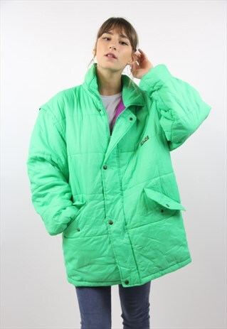 VINTAGE GREEN PUFFER PADDED 90S JACKET