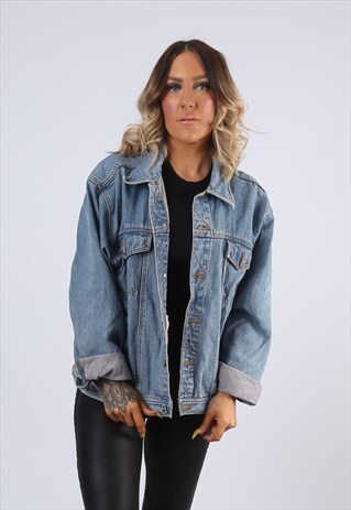 DENIM JACKET OVERSIZED FITTED VINTAGE UK 14 (A5K)