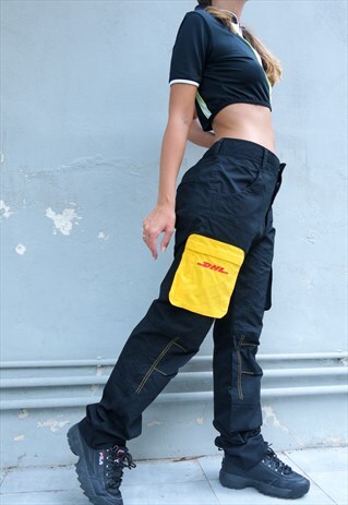 DHL BLACK CARGO TROUSERS IN BLACK
