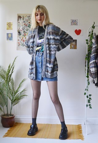 VINTAGE CARDIGAN PATTERN KNIT STRIPE