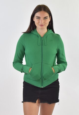 VINTAGE 90S GREEN NIKE ZIP UP HOODED SWEATSHIRT