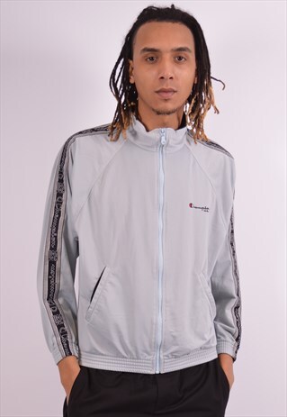 CHAMPION MENS VINTAGE TRACKSUIT TOP JACKET SMALL GREY 90S