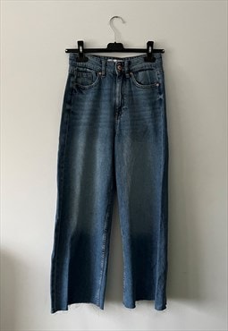 Wide Leg Ripped Boho Hippie Woodstock Blue Jeans S