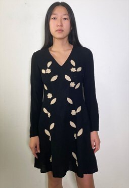 Vintage 90s long sleeved black cotton dress 