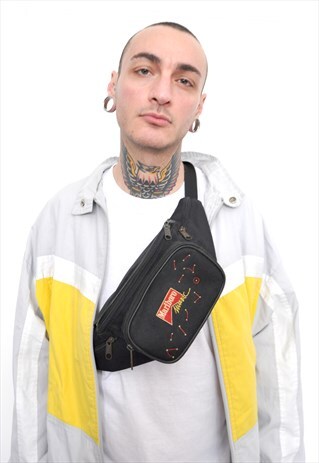 80S RARE FESTIVAL WAIST BUM BAG BLACK MARLBORO