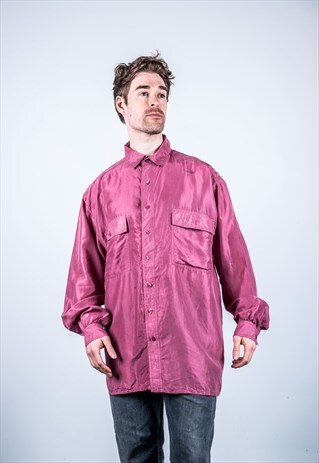 VINTAGE 1980S PINK SILK SHIRT