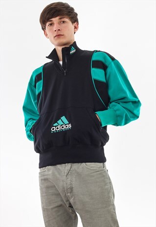 VINTAGE ADIDAS EQUIPMENT PULLOVER TRACKSUIT 90S BLACK