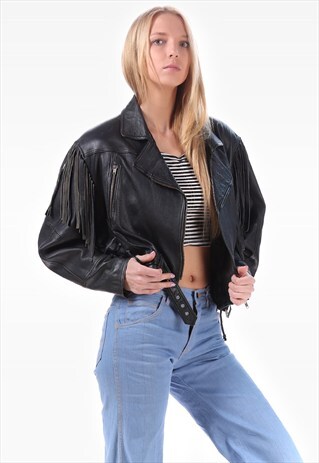 FRINGE BIKER LEATHER JACKET