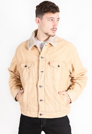 VINTAGE 80S TRUCKER LEVIS SHEEPSKIN CORDUROY JACKET / S9127