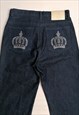 POMPOOS Y2K JEANS RHINESTONES POCKETS CROWNS STRAIGHT LEG