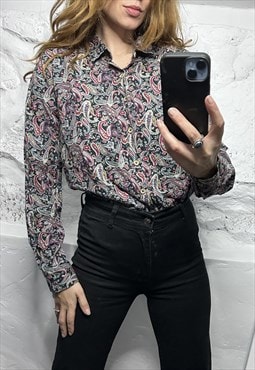 80s Paisley Colorful Shirt / Blouse - Small