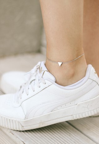 TINY SILVER TRIANGLE ANKLET CHAIN ANKLET BRACELET WATERPROOF