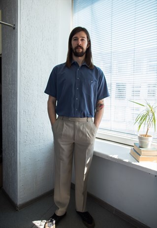 VINTAGE 80'S BEIGE CLASSIC TROUSERS