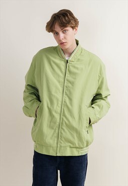 Vintage Relaxed Fit Zip Up Coach Jacket in Green XL/XXL