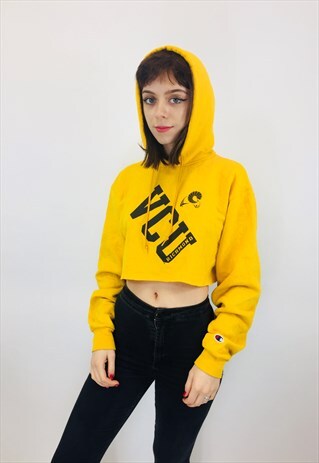 CHAMPION MUSTARD CROPPED HOODIE