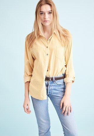 90'S RETRO CORDUROY OVERSIZED NEUTRAL SHIRT TOP
