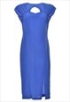 Vintage Cut Out Detail Blue Evening Dress - L