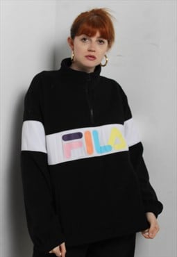 Vintage Fila 1/4 Zip Sweatshirt Black