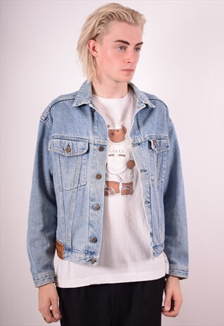 AVIREX MENS VINTAGE DENIM JACKET LARGE BLUE 90S