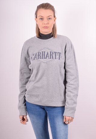 CARHARTT WOMENS VINTAGE SWEATSHIRT JUMPER LARGE GREY 90S