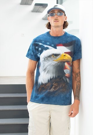 VINTAGE YK2 TIE DYE EAGLE PRINTED GRAPHIC T-SHIRT