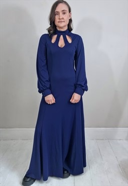Vintage 70's Midnight Blue Cut Out Maxi Dress