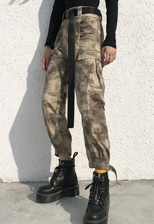 ARMY CAMOUFLAGE HIGH WAIST PANTS