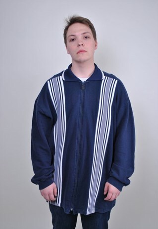 80S TRACK JACKET, VINTAGE SPORT NAVY BLUE FESTIVAL JACKET